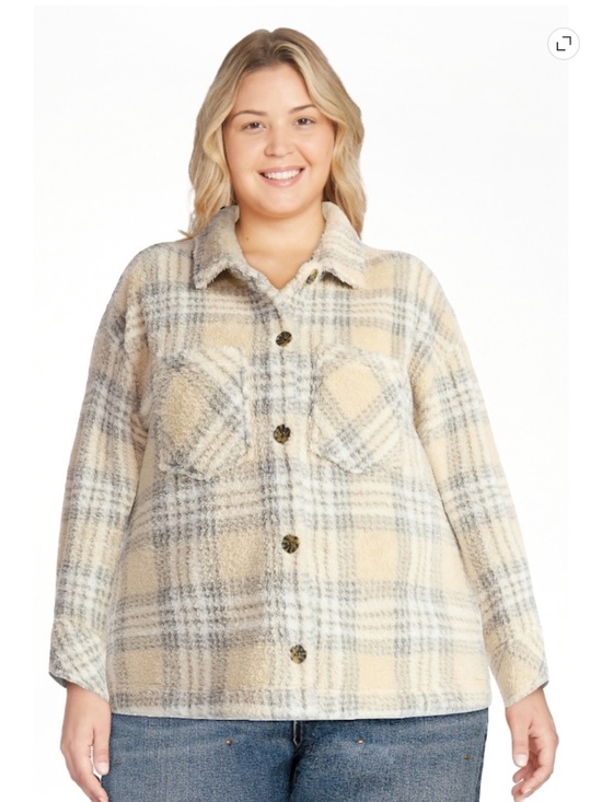 Terra & Sky Jackets & Blazers - Terra and Sky Women’s Plus Whipped Cream Combo Buttoned Shacket Size 3X NWT